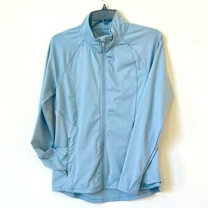 Woman’s ACTIVE WEAR | Yoga |  Blue Jacket.  Loophole for thumbs.